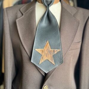 Dirty Mojave Leather Heirloom Wide Necktie Star Patch Western Necklace